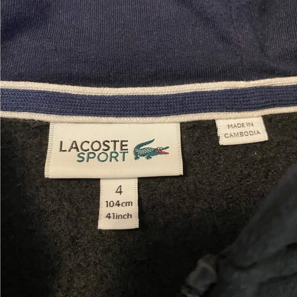Lacoste child size 4 zipper hoodie